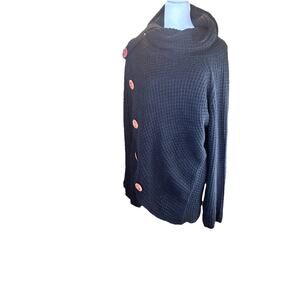 GRECERELLE Womens Turtleneck Chunky Long Sleeve Asymmetric Long Knit Pullover
